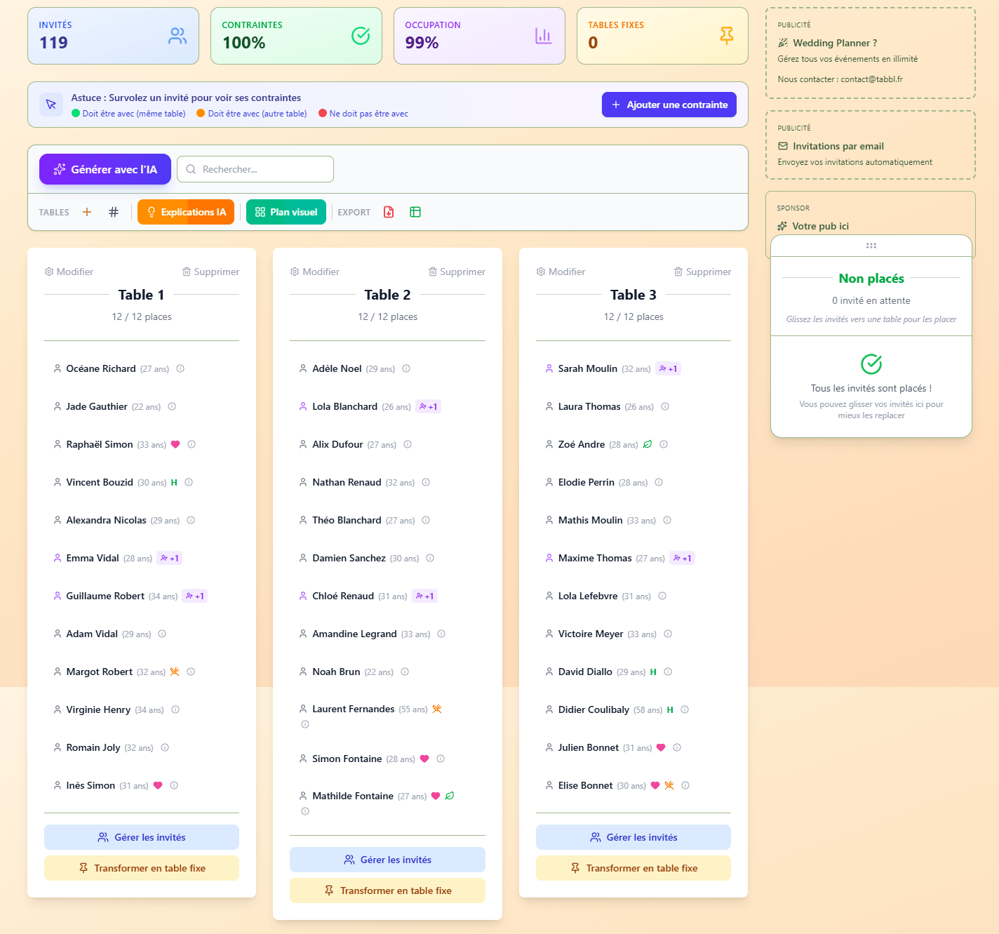 Plan de table généré automatiquement par intelligence artificielle